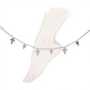 CUCOCUCA YFB A026 P Tobillera Religiosa de Acero Inoxidable Plateada con Diseño de Cruz, Ajustable para Uso Diario en Verano/Primavera, EU 48h - Product Image 1