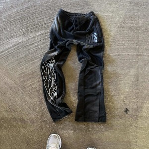 Custom <b>Silica</b> Graphic Tracksuit 100% Cotton Stacked Streetwear Acid Wash Hoodie and Flared Baggy Sweatpants Set for Men - Product Image 4