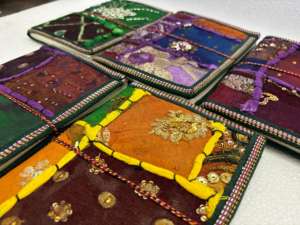 Biodegradable Coated Embroidered Fabric Sari Patchwork <b>Journals</b> Handmade Textile Cover Notebooks Tie Closure for <b>Writing</b> Gifting - Product Image 4
