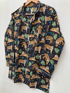 Pijama con estampado de Tigre, traje de noche con estampado de animales de algodón puro, ropa de dormir Floral de algodón indio suave para uso doméstico, regalo perfecto para ella - Product Image 6