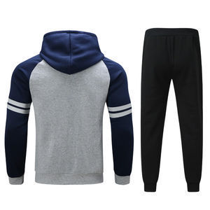 Survêtement à capuche gris marine contrastant avec pantalon de jogging noir pour homme, vêtements de sport décontractés d'hiver, vente en gros, usine OEM, logo personnalisé - Product Image 2