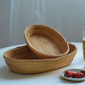 Maravillosa bandeja de servicio de ratán de bambú moderna, vajilla hecha a mano para almacenamiento, decoración del hogar de granja - Product Image 3