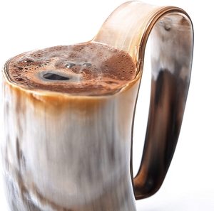 Tasse à café en corne avec base en résine corne Viking pour artisanat sheeri corne de bœuf naturelle personnalisée de haute qualité - Product Image 3