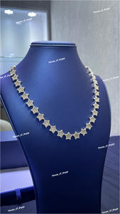 Collier Iced Out Star Link finition argentée, effet diamant Moissanite, collier de luxe pour soirée et mariage - Product Image 4