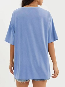 Camiseta informal con cuello redondo para mujer, camiseta ligera de algodón de manga corta, camiseta perfecta para trajes y actividades diarias de verano - Product Image 5