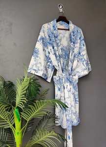 Bridesmaid Dressing Gown Floral Cotton <b>Kimono</b> Robe Lightweight Wedding Morning Robe - Product Image 6