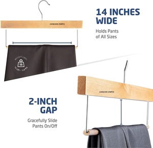 <b>Wooden</b> Slack and Trouser Pants <b>Hangers</b> with Non-Slip Bar Premium Anti-Slip <b>Wooden</b> <b>Hangers</b> for Closets and Wardrobe Organization - Product Image 5