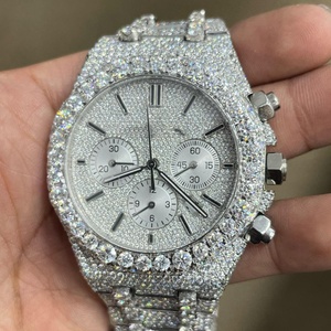 Reloj de Diamantes para Hombre al por Mayor, Caja de Acero Inoxidable, VVS1 Mossionite, Cronógrafo, Reloj de Lujo, Regalo - Product Image 3