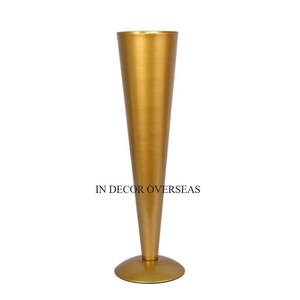 Vase trompette de décoration de table de mariage en aluminium moulé de qualité supérieure plaqué or de haute qualité de concepteur standard de vente en gros - Product Image 6
