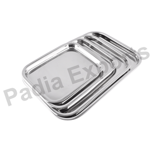 Plateau rectangulaire en métal écologique élégant finition polie plat pour hôtels pour le stockage à sec ou les conditions de service - Product Image 4
