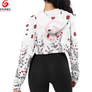 เสื้อครอปฮู้ดดี้แฟชั่นใหม่ปี 2025 สำหรับผู้หญิง สไตล์โดดเด่น รับผลิตแบบ OEM ปรับแต่งได้ ไซส์พลัส เสื้อฮู้ดดี้ครอปสำหรับฤดูหนาว ปรับแต่งสีผ้าได้ - Product Image 5