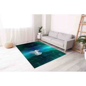 Tapis Leaf in Lake : Tapis imprimé paysage naturel moderne, avec poils doux - Product Image 3