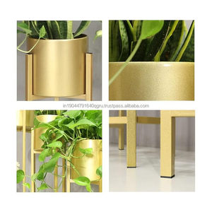 Mejor venta al por mayor de maceta de oro de metal con soporte (Juego de 3) - Product Image 5