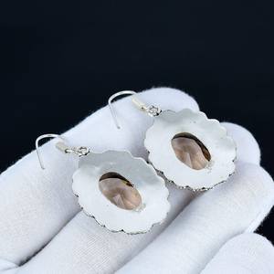 Boucles d'oreilles uniques en pierre de morganite, argent sterling 925, boucles d'oreilles faites à la main, boucles d'oreilles statement, cadeaux de bijoux pour les fêtes de Noël - Product Image 5