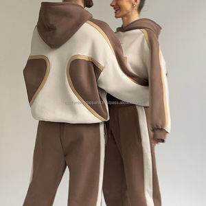 Sweat-shirt à capuche vintage lourd personnalisé pour hommes brodé imprimé surdimensionné sweats à capuche ensemble de jogging survêtement d'hiver 100% coton - Product Image 2