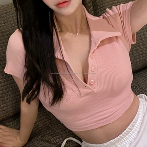 Polos de punto sexy de estilo corto para mujer de manga corta personalizados - Product Image 1