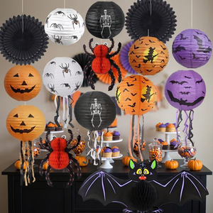 Kit de Papel de Panal 3D con Diseño de Murciélagos y Arañas, Decoración Espeluznante para Paredes y Mesas de Halloween - Product Image 2