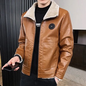 New Fashion Men's Winter Bomber Jackets <b>Slim</b> Fit with Leather Fur Collar Warm Fleece and Canvas High Street Style - Product Image 4