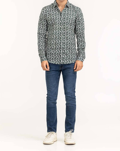 Cuello vuelto diseño de sublimación Logo clásico bordado solapa 100% algodón camisa manga larga Casual para hombres - Product Image 2