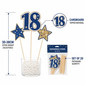 Décorations de table noires et dorées pour fête de remise des diplômes, centres de table et toppers de table pour la promotion et les anniversaires - Product Image 5
