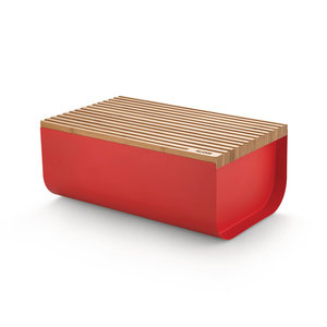 Alta demanda Caja de pan de metal Premium Nueva llegada para utensilios de cocina Tapa de madera Caja de pan de metal de color rojo Nuevo diseño al por mayor - Product Image 1