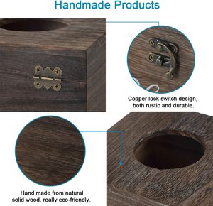 Bless You Wood <b>Tissue</b> <b>Box</b> Cover Set of 2 Rustic White <b>Tissue</b> <b>Box</b> Cover Square Farmhouse Toilet Paper <b>Holder</b> or Napkin <b>Holder</b> - Product Image 3