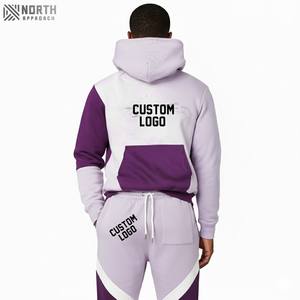 Men Flared Sweat Suit Raw <b>Hem</b> Cut Edge Hoodie And Jogger Sweatpants Set Custom Logo Graphic 3d Puff Print Flared Tracksuit - Product Image 5