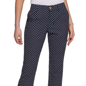 Pantaloni Chino da Donna Tommy Hilfiger Blu a Pois, Taglia 10, in Oxford Traspirante, Casual, a Vita Media, Gamba Larga, Stile Jogger, con Pieghe Colorate - Product Image 2
