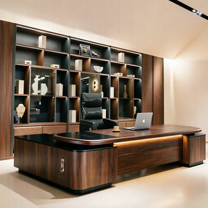 Walnut <b>Wood</b> L-Shaped Executive <b>Desk</b> with Rounded <b>Corners</b> Privacy Baffle 1-Year Warranty - Product Image 3