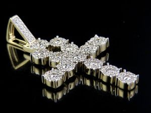 Bijoux hip hop glacés en argent 925 plaqué or style fleur Moissanite diamant pendentif croix pour hommes et femmes - Product Image 5
