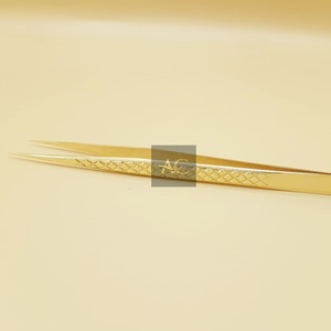 Pince à épiler professionnelle d'extension de cils à poignée diamantée en acier durable de haute qualité pince à épiler Volume russe Plasma - Product Image 4