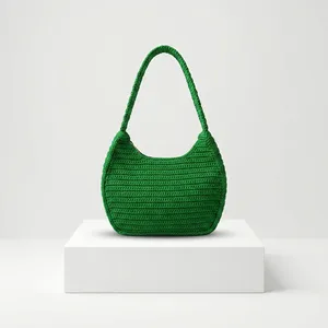 Sac à main en raphia crocheté vert, sac hobo texturé, sac à main tendance pour un usage quotidien - Product Image 1