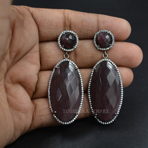 Women's Lightweight Drop Dangle Earrings Exquisite Purple Monalisa with CZ <b>Solid</b> <b>Silver</b> Plated Wedding Anniversary Party Jewelry - Product Image 4