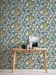 Fabriqué en Allemagne-Rouleaux de papier peint de luxe Floral Bleu Blanc Jaune Noir Papier peint contractuel non tissé pour hôtel-10,05x0,53 m - Product Image 3