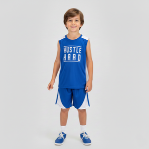 ชุดบาสเก็ตบอลเด็กสุดเทรนดี้ ผ้าสแปนเด็กซ์/โพลีเอสเตอร์ ลายตัวอักษร 'HUSTLE HARD' |   สไตล์สตรีทแวร์สำหรับนักกีฬาหนุ่ม - Product Image 1