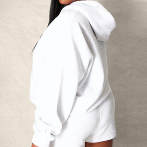 Full Length 100% Cotton Ash <b>Grey</b> Drop Shoulder <b>Women's</b> Oversize <b>Hoodie</b> Anti-Wrinkle And Breathable Hoodies <b>Women's</b> <b>Zip</b> Up <b>Hoodie</b> - Product Image 1