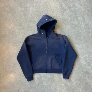 <b>Thick</b> Cotton 500Gsm Heavyweight Cotton Blended Hoodies Custom Vintage Washed Men Sun Faded Zip Up Hoodie - Product Image 6