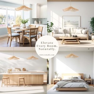 Lámpara colgante de ratán de loto hecha a mano, lámpara de techo bohemia de ratán natural para dormitorio, comedor, sala de estar y decoración moderna - Product Image 4