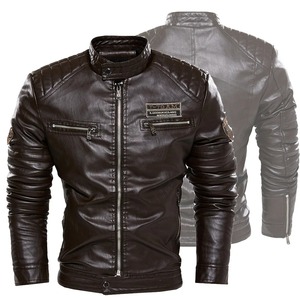 Vêtements d'extérieur pour hommes, veste de moto en cuir, marque tendance, nouveaux vêtements pour hommes, veste en cuir à la mode pour hommes, vestes décontractées Streetwear - Product Image 5