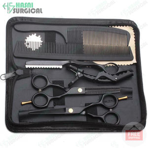 Juego de tijeras de corte y adelgazamiento de cabello profesional de calidad garantizada de venta superior Juego de tijeras de peluquero de color personalizado con cuero - Product Image 5