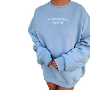 FOB Price Unisex Women's Regular Custom Printed Front Logo Anti-Pilling Korean Casual Drop Shoulder Fleece <b>Crewneck</b> Sweatshirt - Product Image 1