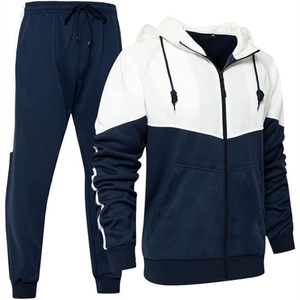 Ensemble de survêtement deux pièces pour hommes à la mode de haute qualité 100% coton marque personnalisée couleur unie coupe-vent et pour l'hiver - Product Image 1