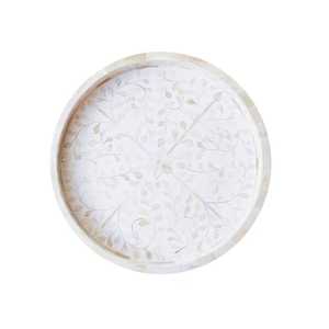 Plateau de service en bois de Ramadan incrusté de nacre fait à la main plateau décoratif élégant pour cuisine usage domestique moderne Antique - Product Image 4