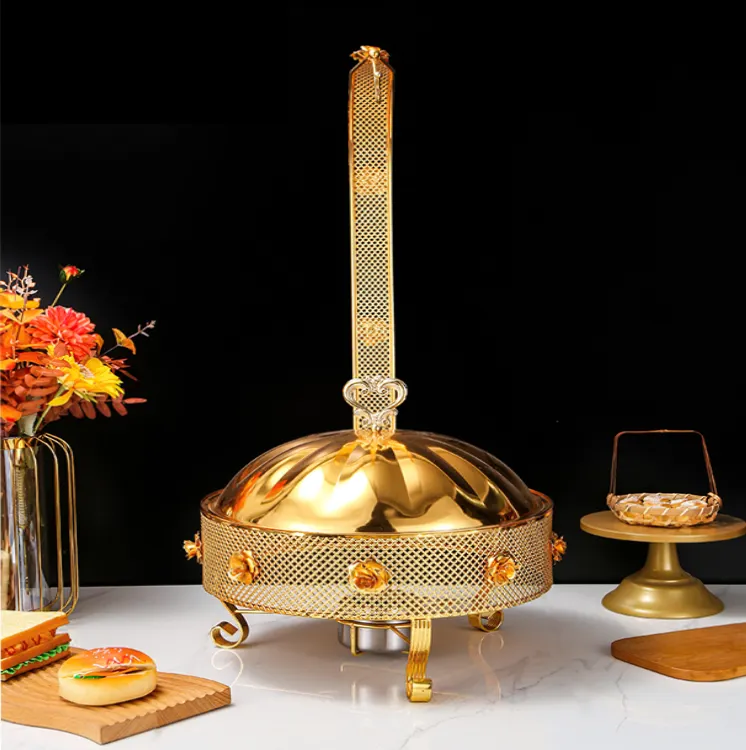 Luxury Gold Buffet Tableware Hotel & Restaurant Supplies Equipment Catering Food Warmer Chaffing Chafing Dish Buffet Set