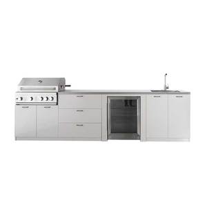 Îlot <span class=keywords><strong>de</strong></span> cuisine extérieur modulaire en acier inoxydable 4 modules avec comptoirs résistants aux rayures et barbecue à gaz - Product Image 6