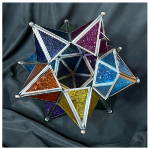 2025 Vintage Handmade Silver <b>Metal</b> Framed Colorful Glass Hanging Stars <b>Lantern</b> with Customizable Design for Festive Decorations - Product Image 3