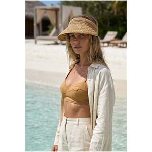 <b>Straw</b> <b>Visor</b> Camel Hat Wide Brim Open Top Summer Beach Hat HSR2127 - 2127-camel - Product Image 5