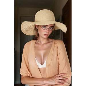 Beige Wide Straw <b>Hat</b> Hsr2005 - Beige - Product Image 5