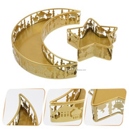 Décoration islamique métal artisanat lune étoile plateau ramadan cadeau accessoires produits plateau ramadan pour Ramadan Eid mubarak décoration