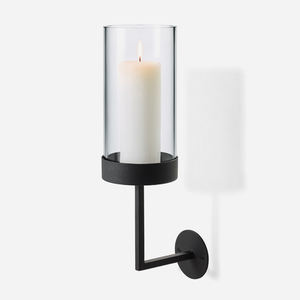 Metal Wall <b>Candle</b> <b>Sconce</b> with Glass Hurricane - Product Image 3